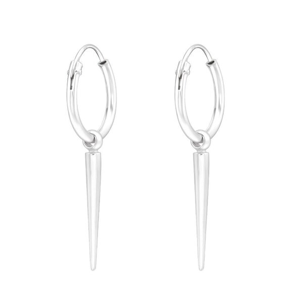 Sterling Silver Hoop Spike Earrings - Picture 1 of 6